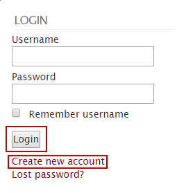 Screenshot of Login or Create Account screen
